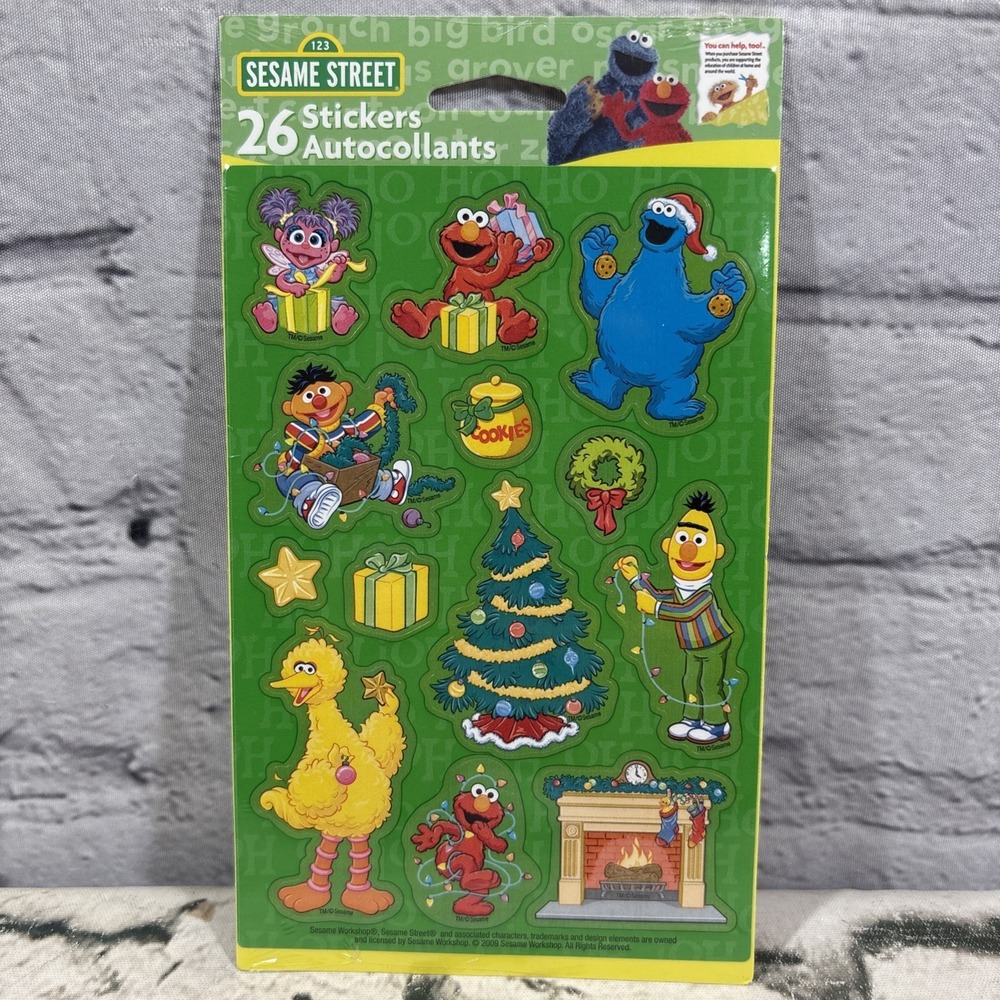 Sealed 2009 Christmas Sesame Street Stickers Stickety-Doo-Da